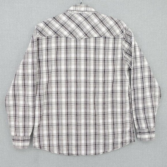 Buckle BKE Shirt Mens Large Black Plaid Long Sleeve Pearl Snap Contour Fit - Picture 4 of 8